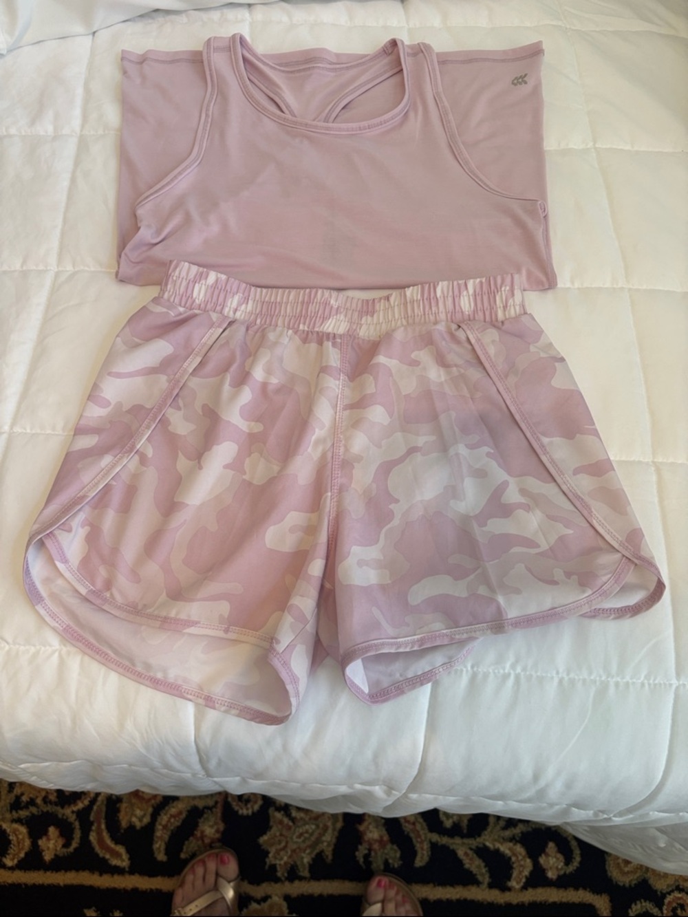 Kids Pink Camo Active Tank & Shorts Matching Set Size 10/12
